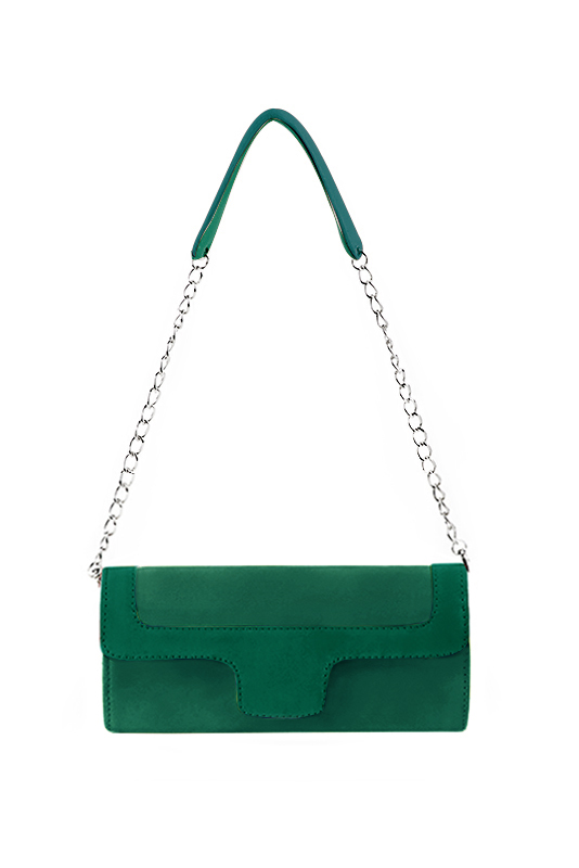 Dress clutch for wedding and parties in emerald green leather - Top view